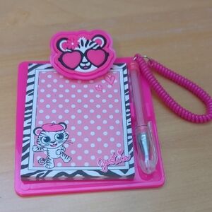 ⭐️ 5/ $25 Justice Pink mini Notepad with Spiral Pen ( Pen Has Been Used )